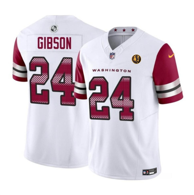 Men's Washington Commanders #24 Antonio Gibson White 2023 F.U.S.E. With John Madden Patch Vapor Limited Football Stitched Jersey - Click Image to Close